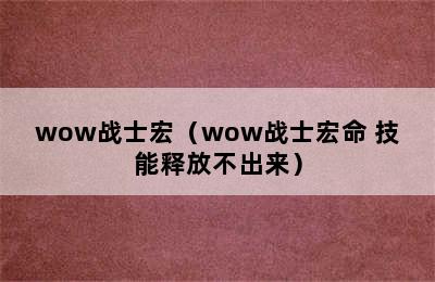 wow战士宏（wow战士宏命 技能释放不出来）